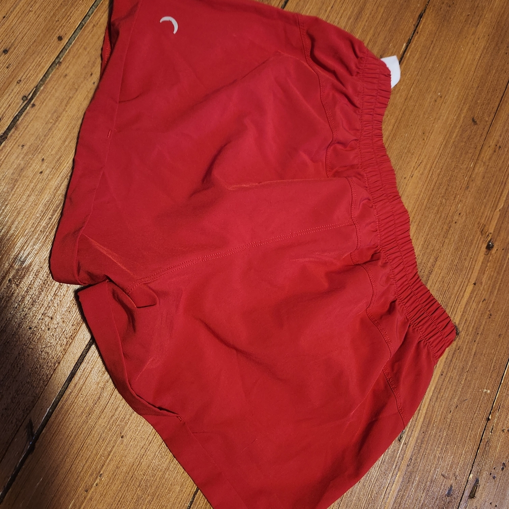 Women's Red Athletic Running Shorts with Elastic Waistband
